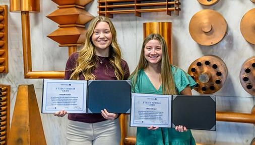 Kayden Craft and Chloe Myers with their awards